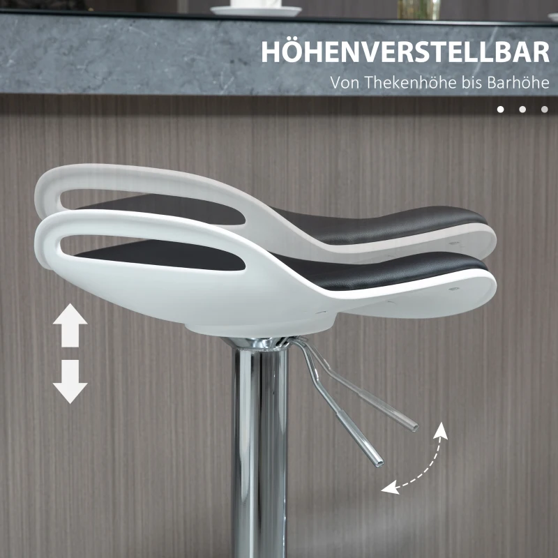HOMCOM Barhocker, 2er-Set, höhenverstellbar, drehbar, mit Fußstütze, Stahl+Kunstleder, schwarz, 39 x 41 x 68-88 cm