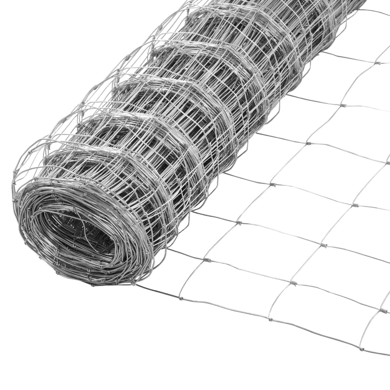 PawHut Maschendraht Drahtgitter Hundezaun Geflügelzaun Gartenzaun 52 x 1 m Volierendraht Geflügelnetz Hühnerzaun Hütezaun Drahtzaun Rolle Masche stark Stahl Silber