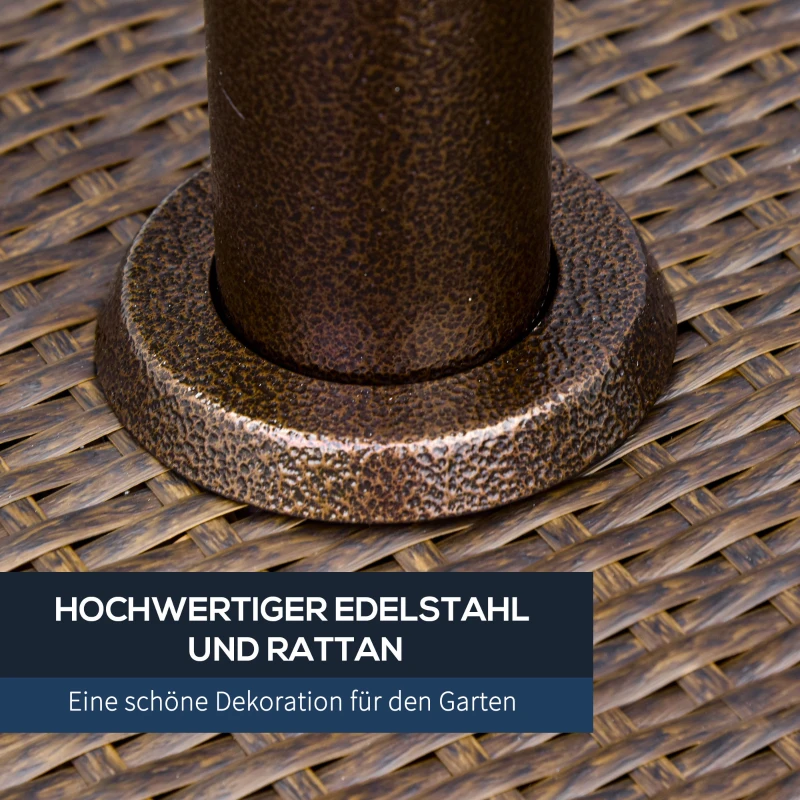 Outsunny Heizstrahler 13kW Terrassenstrahler Rattan Heizpilz Gartenheizung Standheizstrahler Ablage Ø81 x H217,9 cm