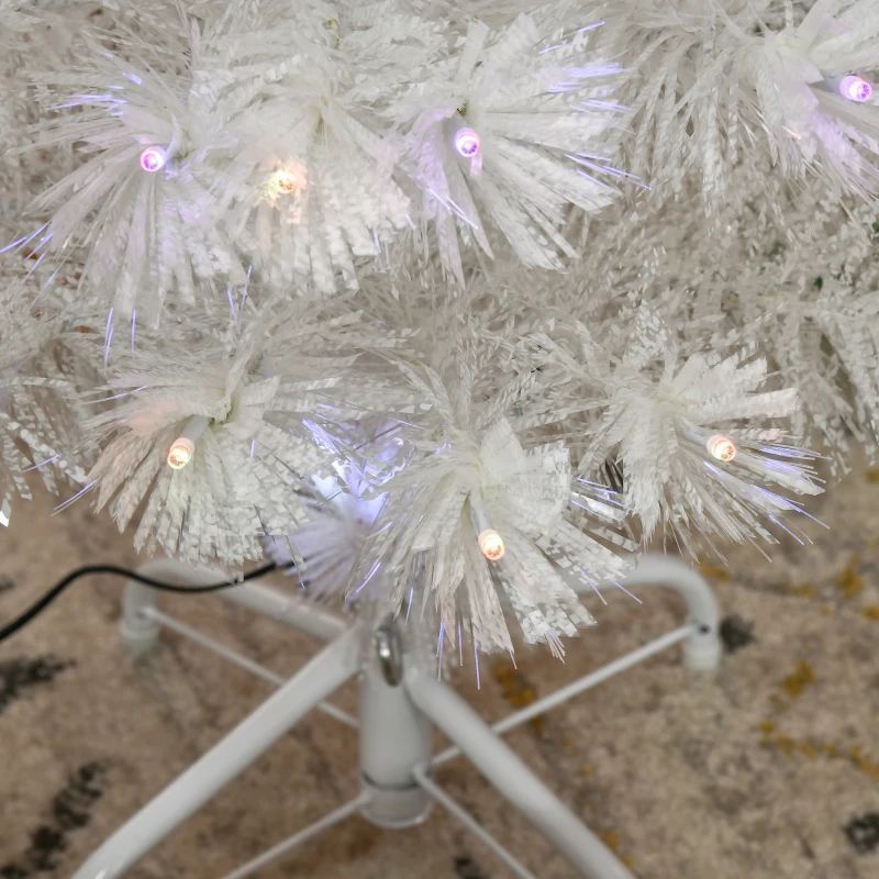 HOMCOM Weihnachtsbaum 1,2 m Christbaum Kunsttanne 130 Zweige mit RGB Led-Leuchten Metallfuß PVC Weiß Ø45 x 120H cm