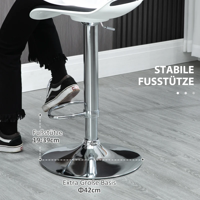 HOMCOM Barhocker, 2er-Set, höhenverstellbar, drehbar, mit Fußstütze, Stahl+Kunstleder, schwarz, 39 x 41 x 68-88 cm