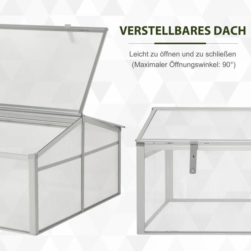 Outsunny Alu Gewächshaus Frühbeet Frühbeetkasten Treibhaus Aufzucht Pflanzenhaus 100x100cm