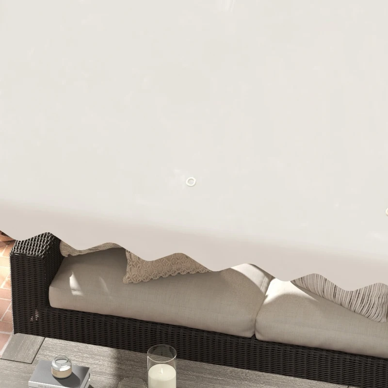 Outsunny Acoperiș Înlocuitor pentru Foișor, Poliester Anti-UV, Capac Foișor 2 Niveluri cu 10 Găuri de Drenaj, 395x297 cm, Crem