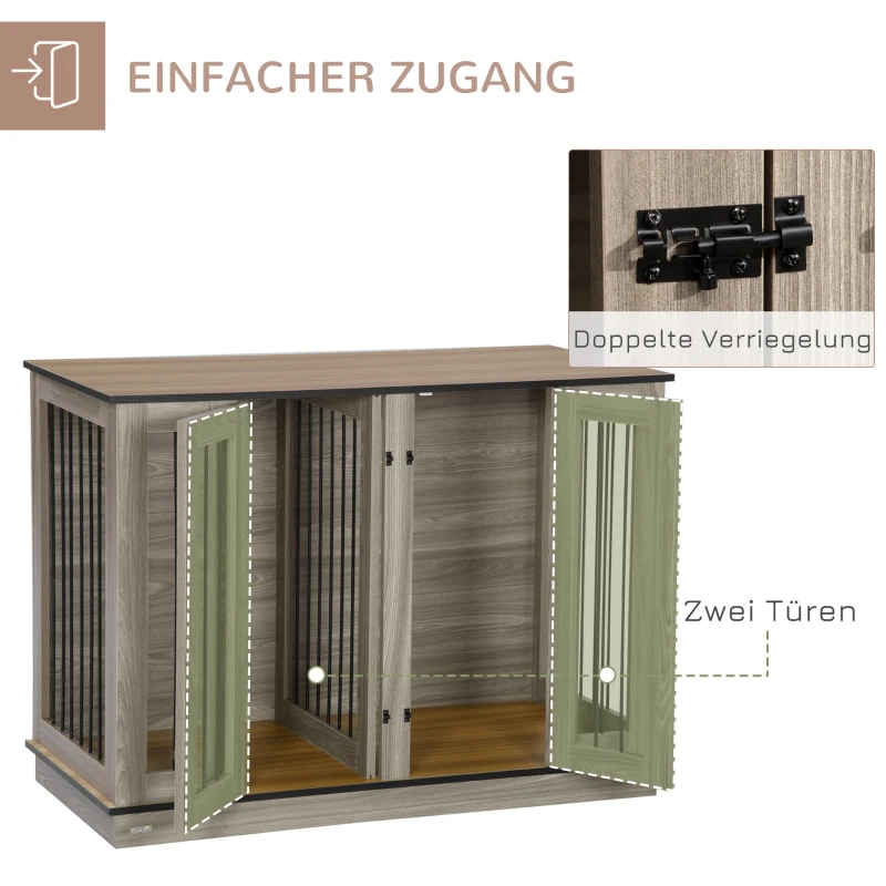 PawHut Hundekäfig im modernen Design, Hundebox, inkl. herausnehmbarer Trennwand, verriegelbar, Braun + Schwarz