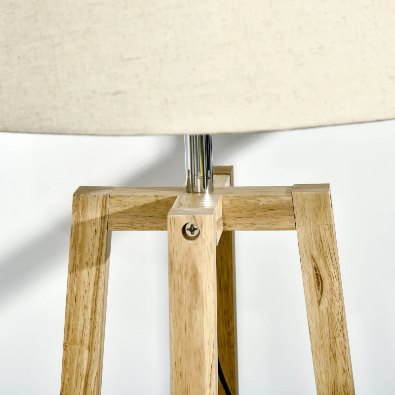 HOMCOM Stehlampe mit 1 Tischlampe 2er-Set Nachttischlampe 149 cm/68 cm Höhe Stehleuchte für Wohnzimmer Schlafzimmer Skandi-Design Weiß+Natur