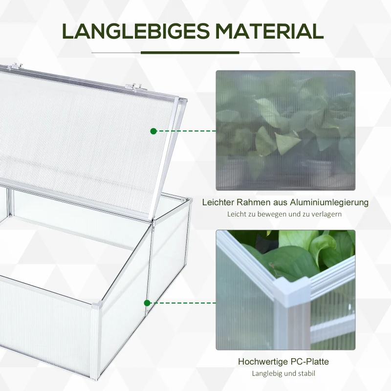 Outsunny Alu Gewächshaus Frühbeet Frühbeetkasten Treibhaus Aufzucht Pflanzenhaus 100x100cm