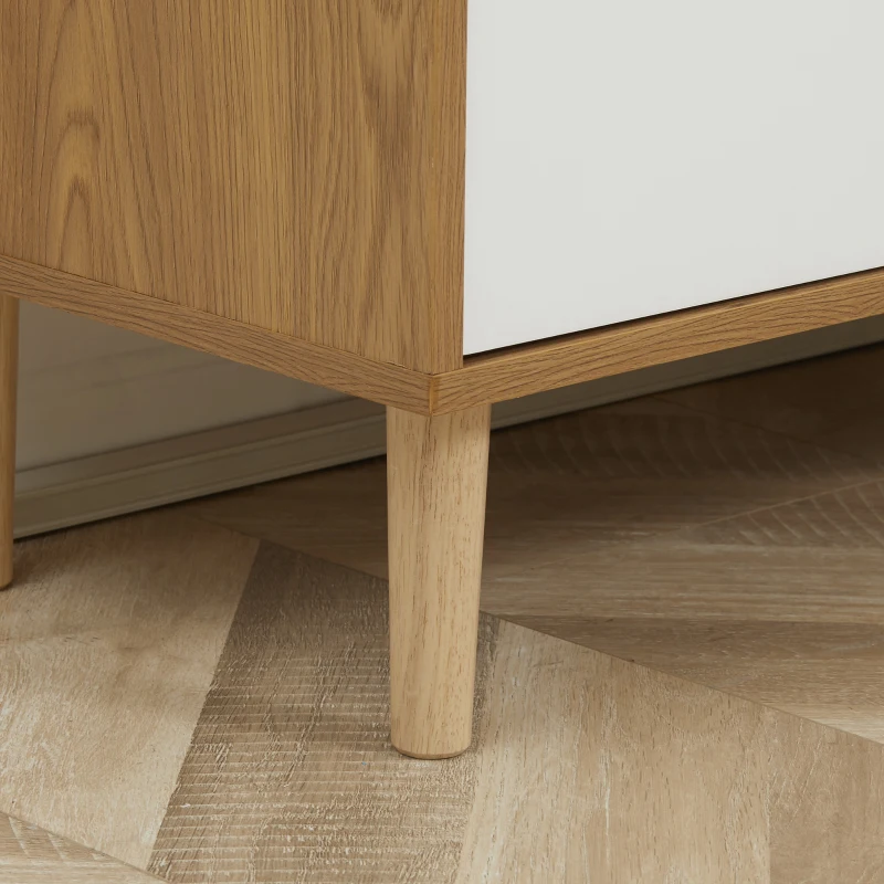 HOMCOM Kommode Schubladenschrank Beistellschrank Sideboard Aufbewahrungsschrank mit Schubladen Anti-Kipp MDF Naturholz+Weiß 80 x 39,5 x 92 cm