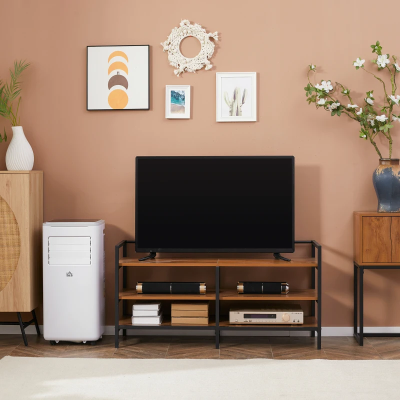 HOMCOM Lowboard, Regal, Fernsehbank, TV-Ständer, Industrial Design, 2 Regalfächer, Stahlrahmen, Farbe: Naturholz, 120 x 40 x 59 cm