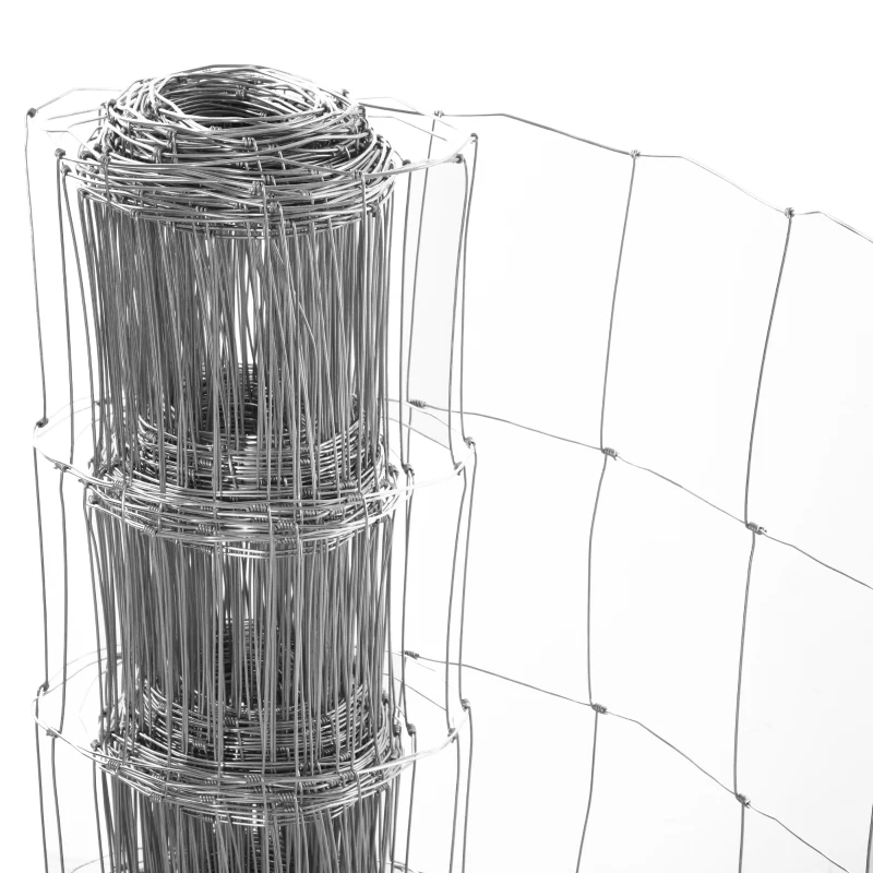 PawHut Maschendraht Drahtgitter Hundezaun Geflügelzaun Gartenzaun 52 x 1 m Volierendraht Geflügelnetz Hühnerzaun Hütezaun Drahtzaun Rolle Masche stark Stahl Silber