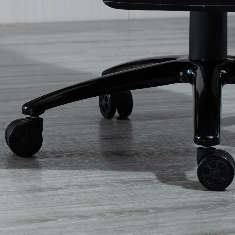 Vinsetto Gamingstuhl mit RGB LED-Leuchten Bürostuhl mit Wippenfunktion höhenverstellbarer Schreibtischstuhl Fußstütze ergonomisches Design modern Kunstleder Stahl Schwarz+Blau 71x74x 126-134 cm