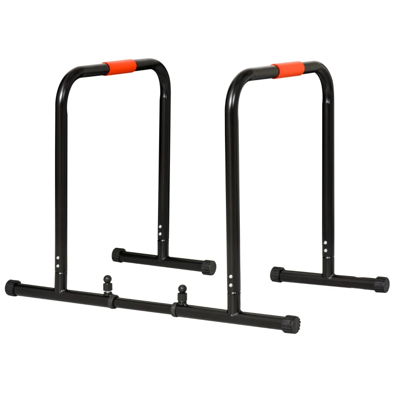 HOMCOM Dip Barren Fitness Parallettes Push Up Dip Station Einstellbar Fitness multifunktional Stahl Schwarz 94/102 x 62 x 73 cm