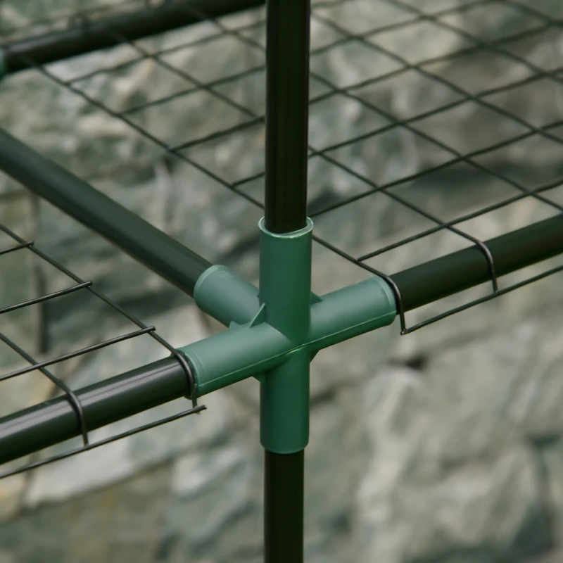 Outsunny Pflanzregal, 3 Ebenen, Gitterböden, Indoor & Outdoor, Metallrahmen, 222 x 30 x 114 cm