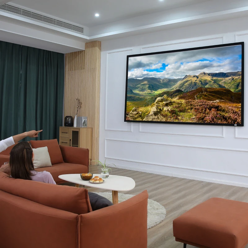 HOMCOM Ecran de proiectie de 100 Inci Ecran Proiectie pentru Proiectoare LED LCD