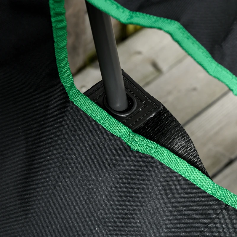 Outsunny Campingstuhl Klappstuhl Anglerstuhl Höhenverstellbar mit Getränkehalter faltbar inkl Tragetasche Regiestuhl bis 136 kg belastbar Schwarz+Grün 75,5 x 88 x 101-104 cm