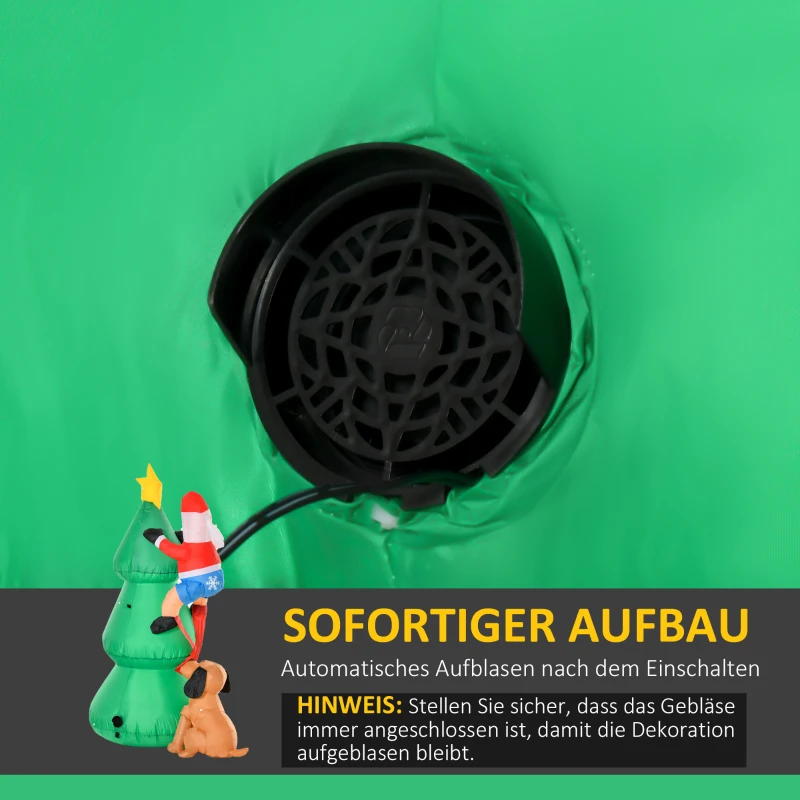 HOMCOM Opblaasbare kerstboom kerstman hond