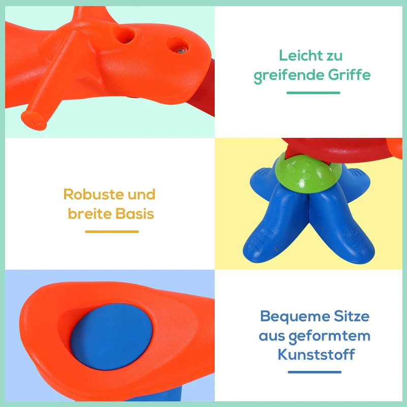 HOMCOM Kinder Gartenwippe 360° drehbare Wippe Karussellwippe für 3-8 Jahre Kunststoff Mehrfarbig 126 x 39,5 x 66 cm