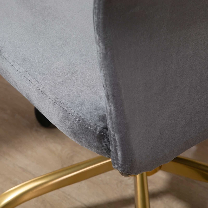 Vinsetto Office Chair with Velvet Cover, Height Adjustable Desk Chair, Ergonomic Computer Chair with 360° Swivel Wheels