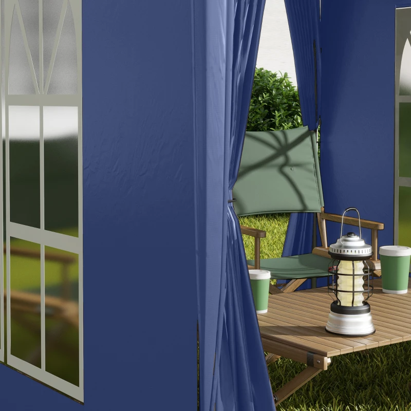 Outsunny 2 x 2 m Garden Pop Up Gazebo, Wedding Party Tent Marquee, Water Resistant Awning Canopy with Sidewalls, Windows, Carry Bag, Blue(m-9)