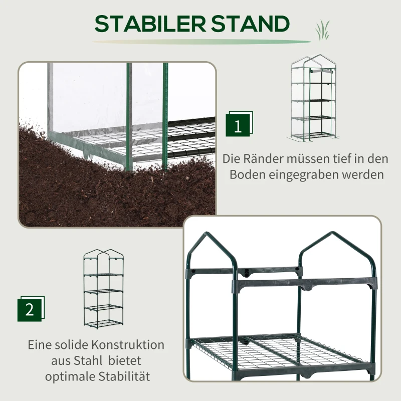 Outsunny szklarnia, szklarnia foliowa, skrzynia inspektowa, zielona