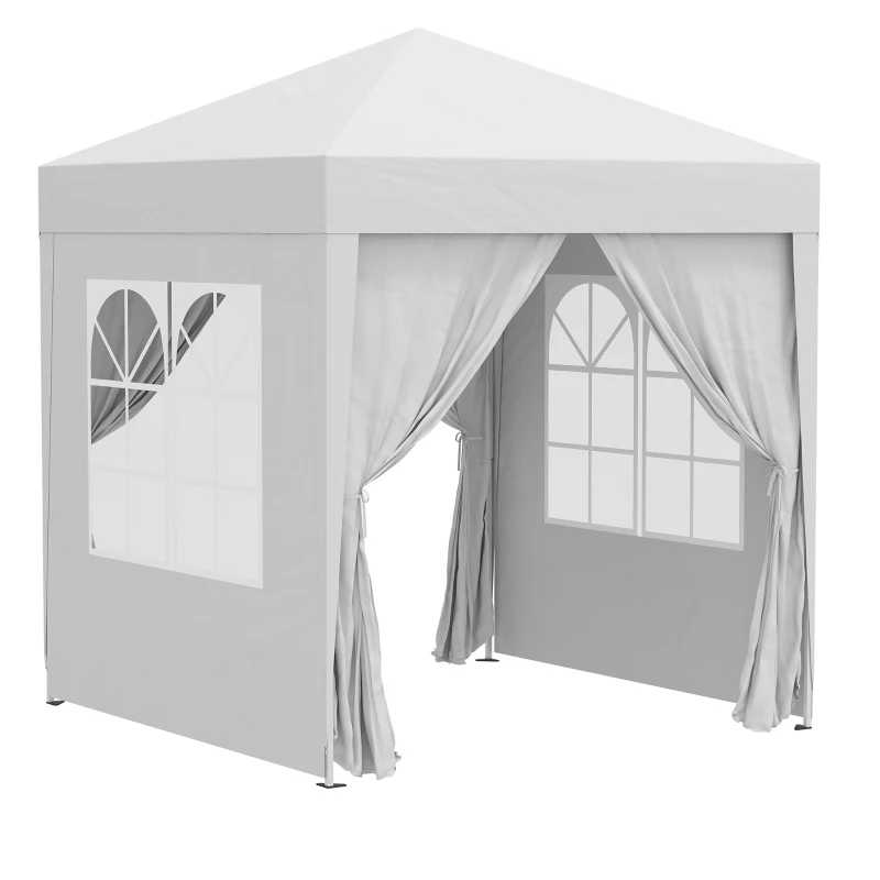 Outsunny Foisor Pliabil 2x2 m con 4 Pereti Detasabili, Foisor de Gradina cu Sac pentru Transport din Poliester si Otel, Alb