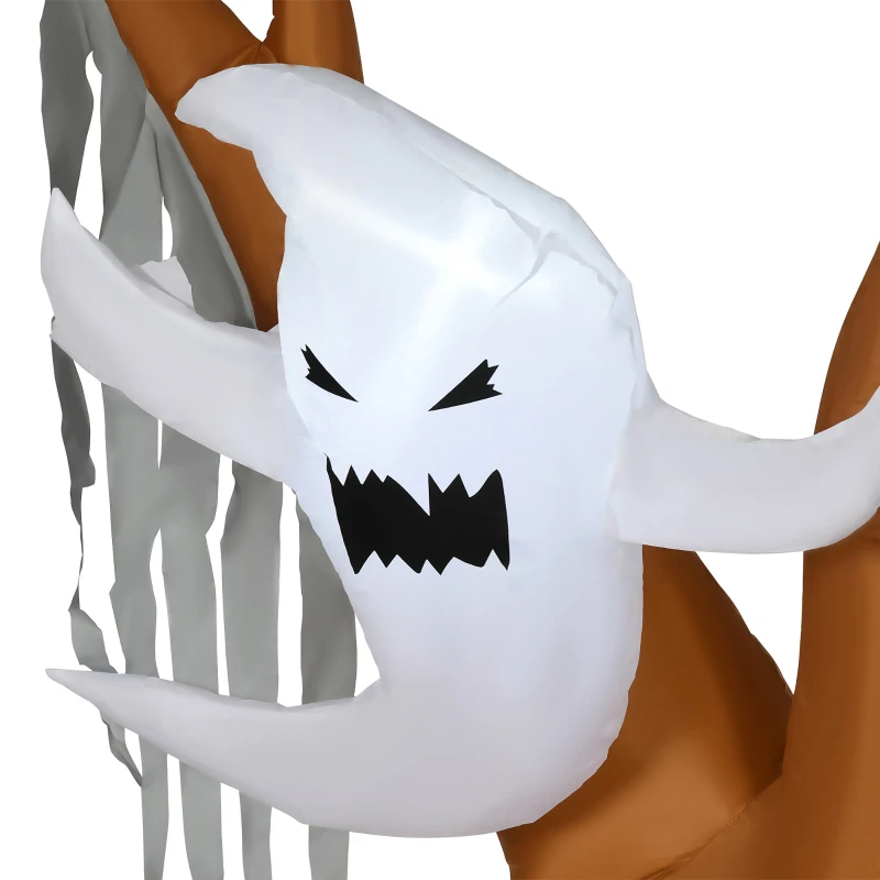 HOMCOM Dekoracja Halloween, 2,40m Wysokie Drzewo Duchów, Samonadmuchujące z Oświetleniem LED, Do Zewnątrz