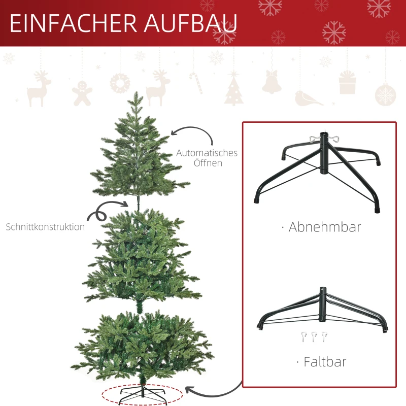 HOMCOM künstlicher Weihnachtsbaum 2,1 m Christbaum Tannenbaum PVC PE Metall Grün Ø137 x 210 cm