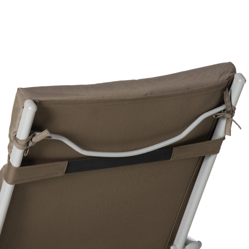 Outsunny Inklapbaar Ligbed Tuin Metalen Frame, Comfortabele Ligstoel Met Kussens, bruin