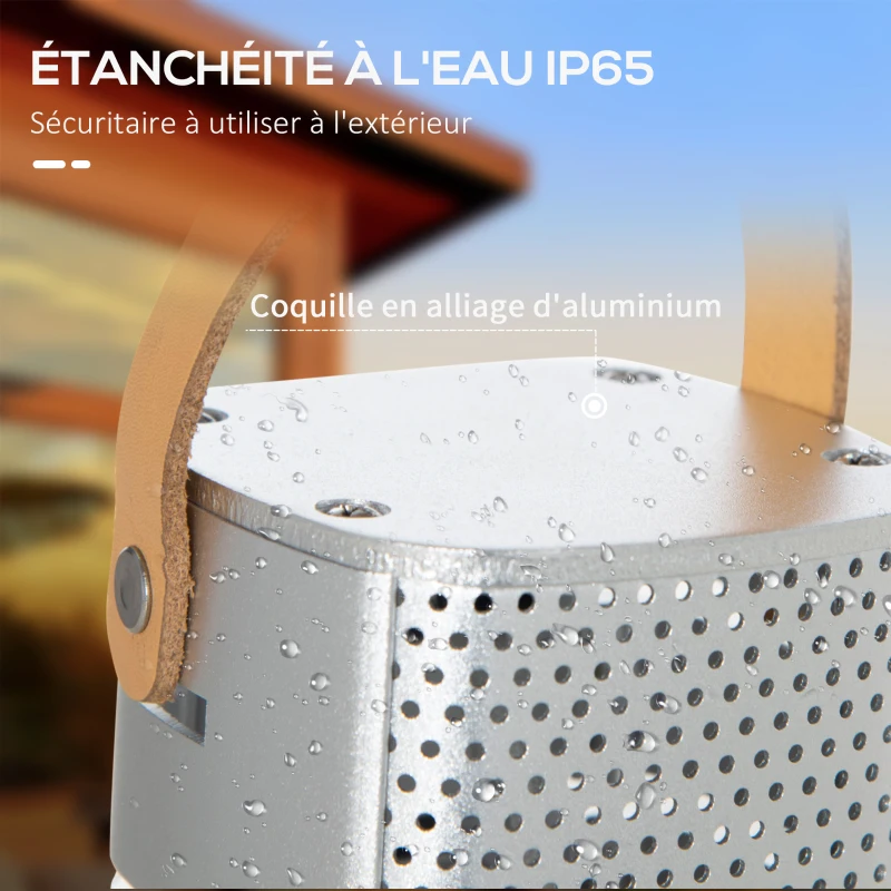 Outsunny Chauffage de terrasse infrarouge électrique chauffage d'appoint sans CO₂ avec poignée de transport indice 12,5 m² IP65 - 1500W dim.  Ø 21L x 75H cm - alliage d'aluminium