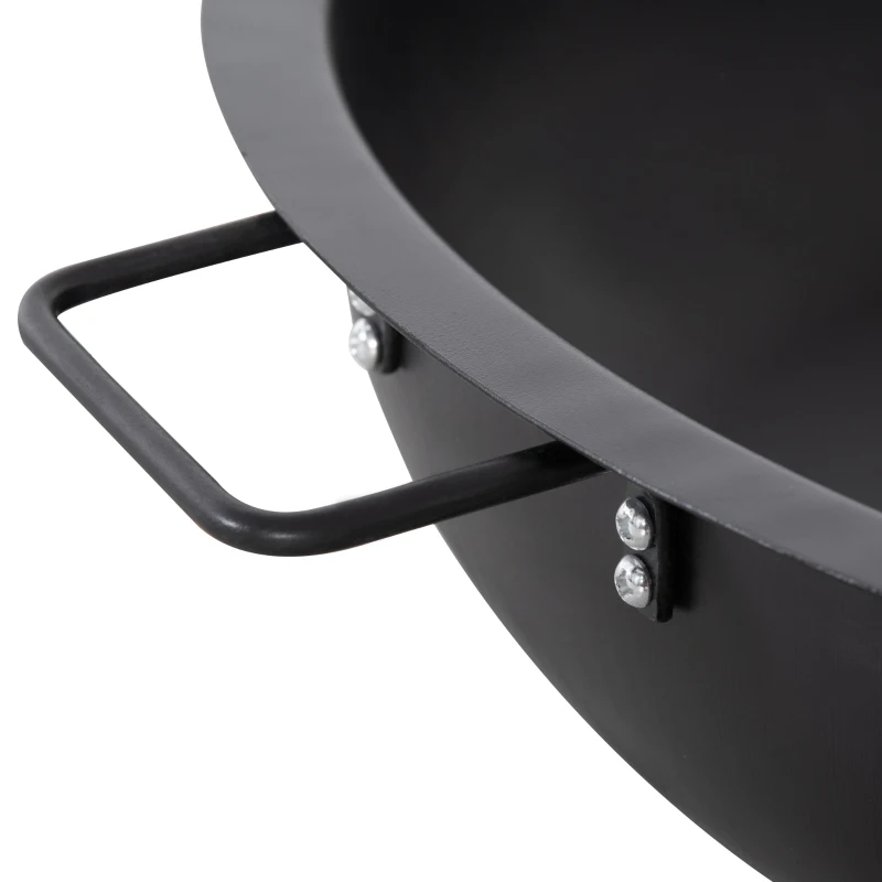Outsunny Brasero cheminée foyer extérieur rond en acier avec tisonnier diamètre 63 cm - noir