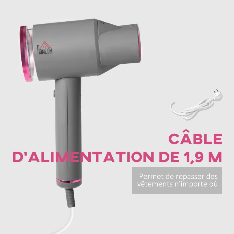 HOMCOM Défroisseur vapeur vertical prêt en 30s réservoir 160 ml Défroisseur à main de voyage 1520 W - portable et léger