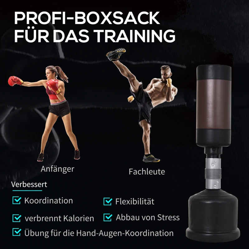 HOMCOM Staande bokszak bokspop bokszak boksdummy in hoogte verstelbaar NIEUW bruin