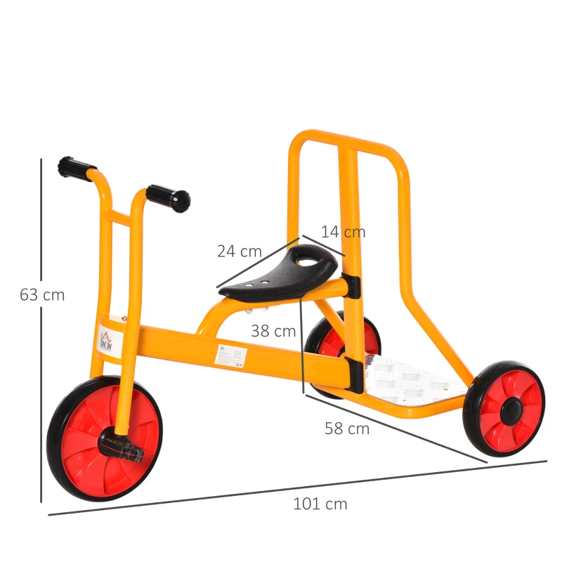 HOMCOM Kinderdreirad Dreirad mit Rückenlehne Plattform Fahrrad für Kinder 3-5 Jahre Kinderfahrzeug mit großen Rädern Stahl PP-Kunststoff Mehrfarbig 101 x 58 x 63 cm