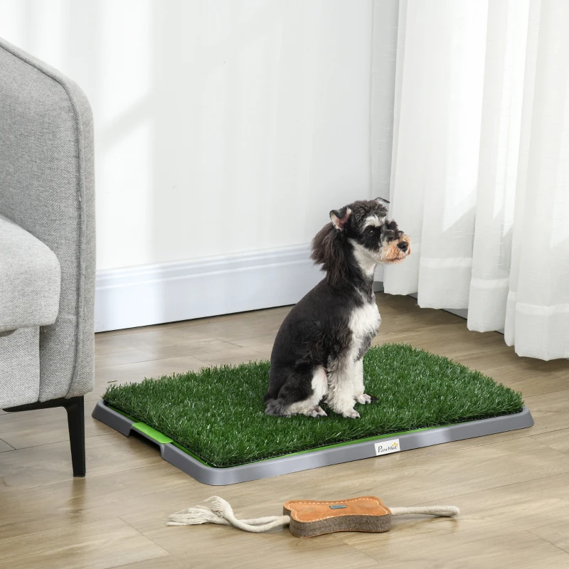 PawHut Artificial Grass Dog Toilet with Tray for Potty Training Indoor Outdoor, 2 Packs, 67 x 41cm