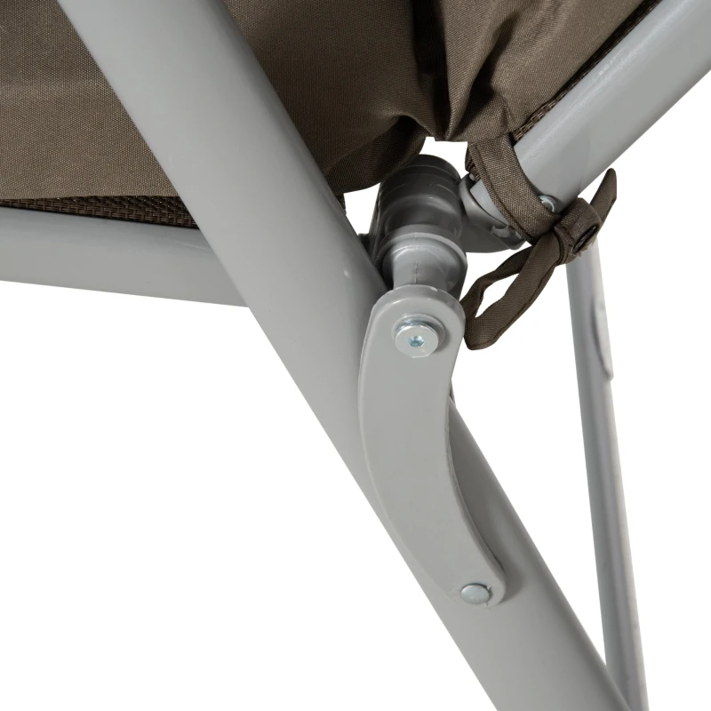 Outsunny Inklapbaar Ligbed Tuin Metalen Frame, Comfortabele Ligstoel Met Kussens, bruin