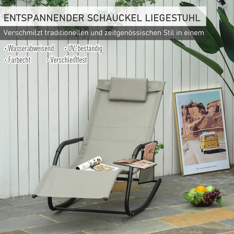 Outsunny Schommelstoel swingstoel tuinstoel schommelende ligstoel metaal mesh lichtgrijs