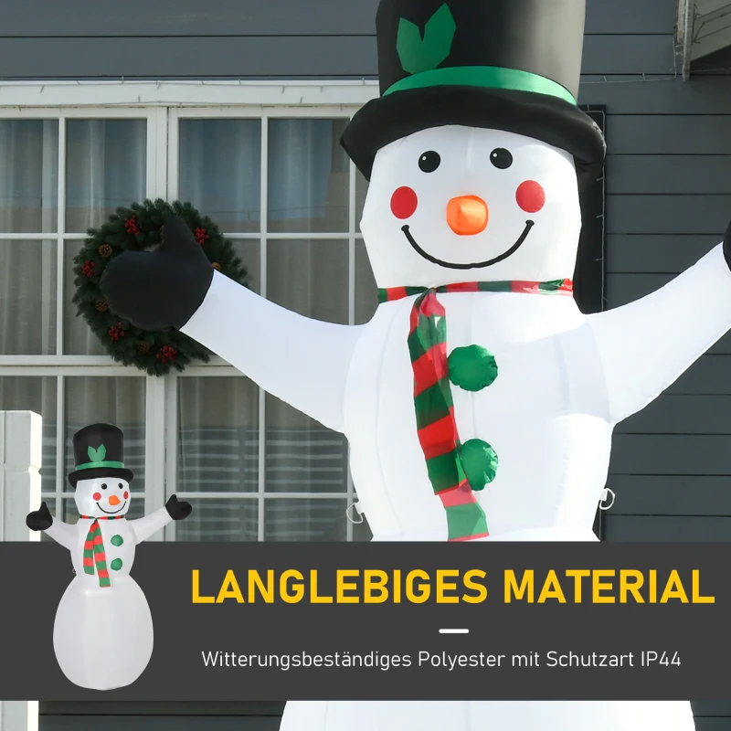 HOMCOM 1,93 m opblaasbare sneeuwpop met 2 modulelampen kerstversiering voor binnen en buiten tuin gazondecoratie feest polyester wit  130 x 72 x 193 cm