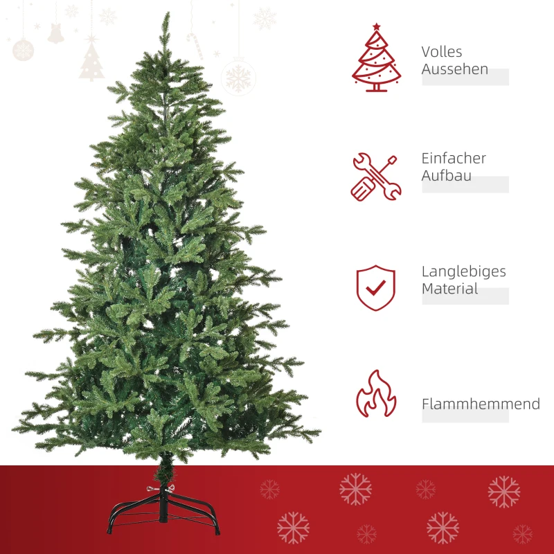 HOMCOM künstlicher Weihnachtsbaum 2,1 m Christbaum Tannenbaum PVC PE Metall Grün Ø137 x 210 cm