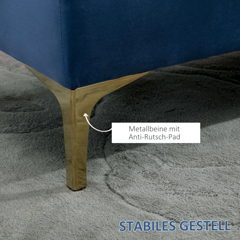 HOMCOM zitbank bedbank schoenenbank verhoogde poten fluweel blauw