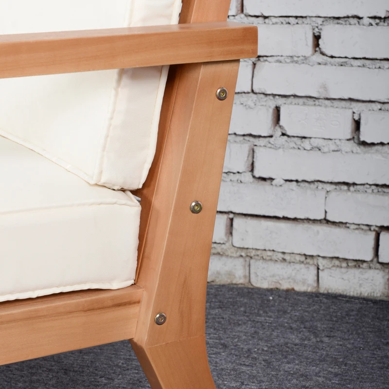 Outsunny 2 tuinstoelen van natuurlijk hout, met zitkussens, bruin+beige, 66 x 77,5 x 74,5 cm (per stoel)