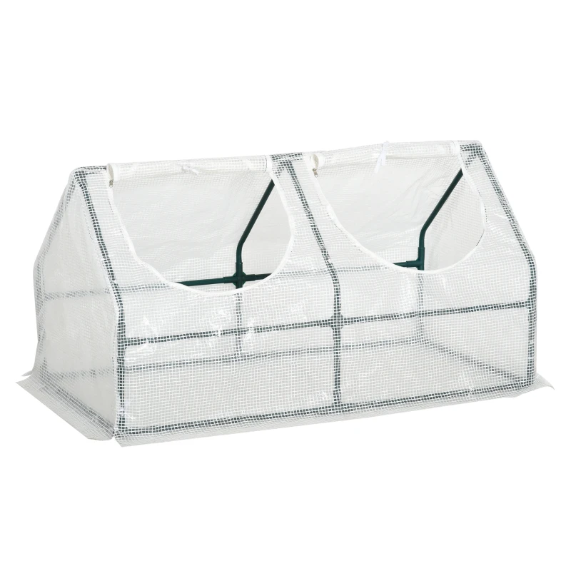 Outsunny Gewächshaus mit Fenster PE Treibhaus Tomatenhaus Frühbeet 120x60x60cm Weiß