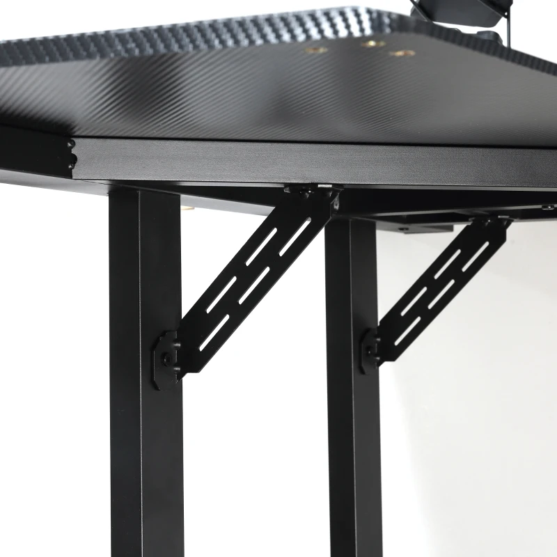 HOMCOM gaming-tafel bureau L-vormig met koptelefoonhaak bekerhouder computertafel metaal MDF zwart + rood 168 x 109 x 78 cm