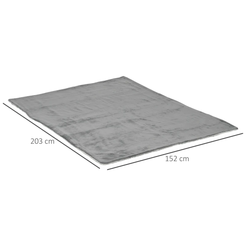 HOMCOM Kuscheldecke 2 x 1,5 m, doppelseitig, leicht & weich, In- und Outdoor, für 2 Personen, grau