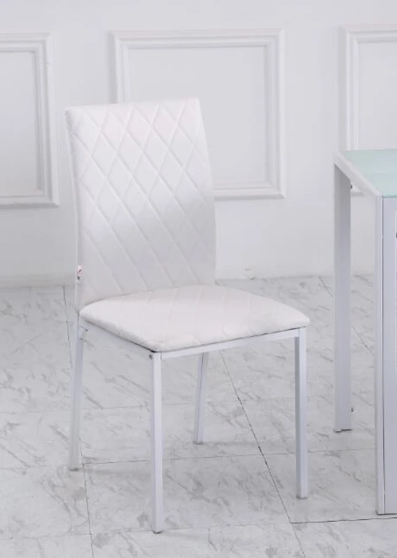 Homcom Set 4 Scaune Dining – Tapitate cu Piele Ecologica Alba(m-8)