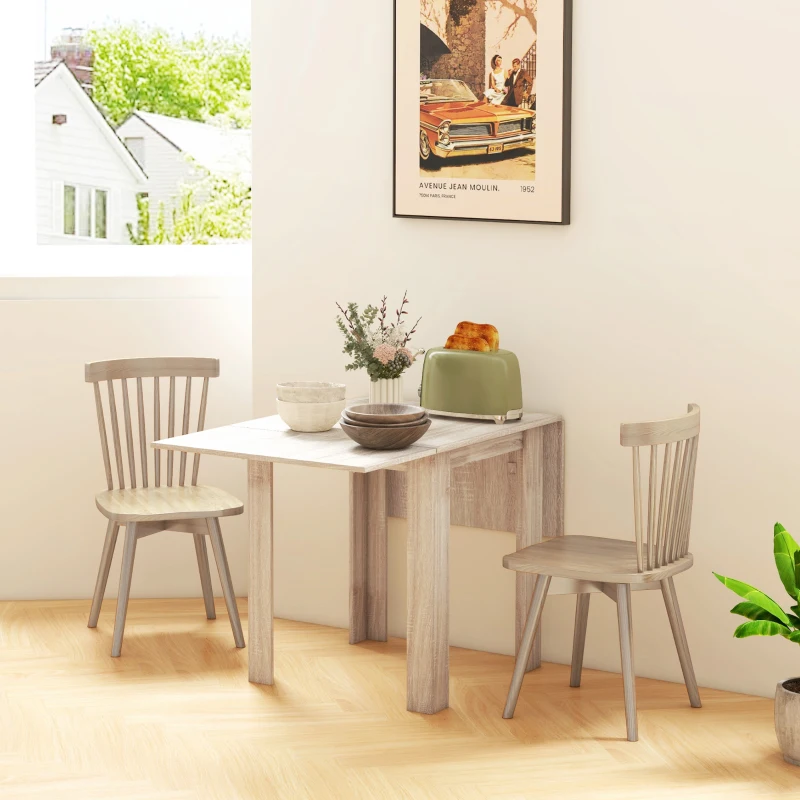 HOMCOM Masă Derulantă pentru 4 Persoane Impermeabilă și Rezistentă la Zgârieturi, Masă pliabilă din PAL, 140x70x75 cm, Culoare Stejar