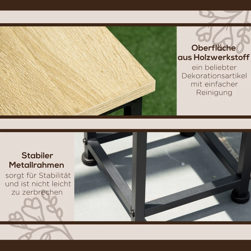 Outsunny 3-teiliges Set Pflanzenständer stapelbar platzsparend 21 cm x 21 cm x 50/70/90 cm Stahl Braun + Schwarz