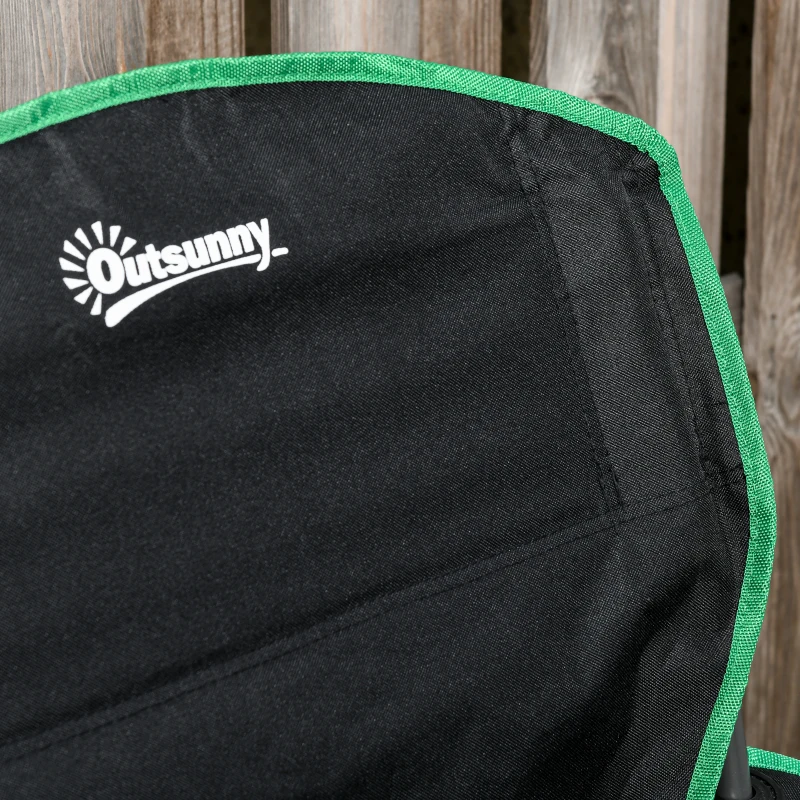 Outsunny Campingstuhl Klappstuhl Anglerstuhl Höhenverstellbar mit Getränkehalter faltbar inkl Tragetasche Regiestuhl bis 136 kg belastbar Schwarz+Grün 75,5 x 88 x 101-104 cm