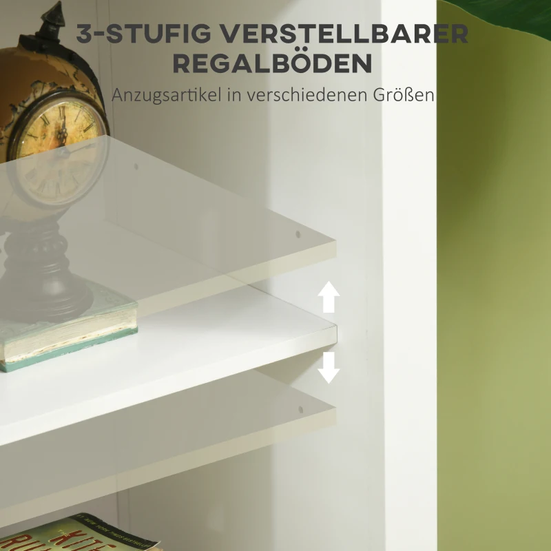 HOMCOM Vitrine mit 3 Regalböden, Sideboard, Flurkonsole, 2 Schiebetüren, Glastüren, Weiß