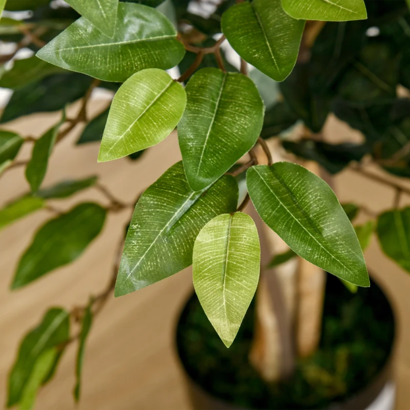 HOMCOM Plantă Ficus Falsă, Plantă Înaltă de 150cm, Plantă Artificială Decorativă pentru Interior și Exterior, Ø17x14.5 cm, Verde(m-8)