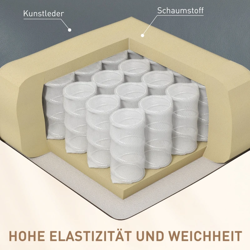 HOMCOM Massagestoel met Schommel- & Ligfunctie, Draaibaar, Tot 150 kg, Kunstleer, Grijs