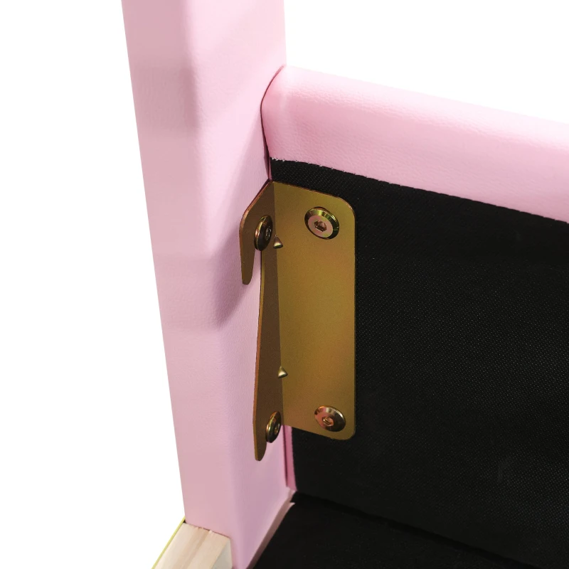 Letto Contenitore Matrimoniale con Sistema Idraulico, Rete a Doghe e Testata Regolabile in Altezza, in Legno, 140x203x125-131 cm, Rosa